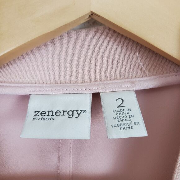 Chicos Zenergy Jacket Large Pink Satin Crepe Relaxed Sporty Athleisure Casual - Picture 10 of 11